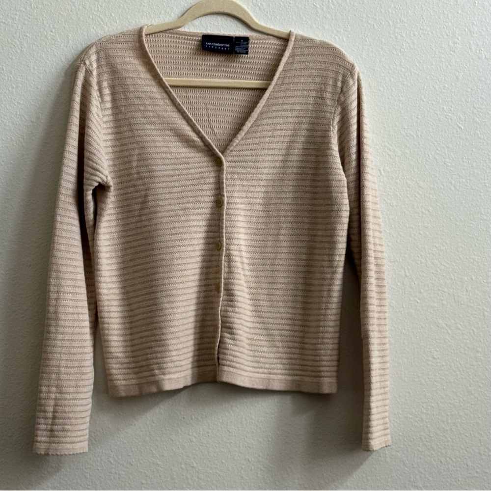 Liz Claiborne Tan Button Down Knit Sweater